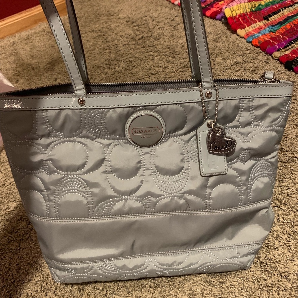 Gray Coach handbag